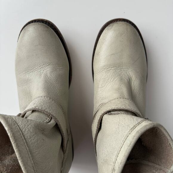 ASH Handmade Distressed Moto Buckle Slouch Grey White Ankle Boots EU37 US 6 - Picture 3 of 7